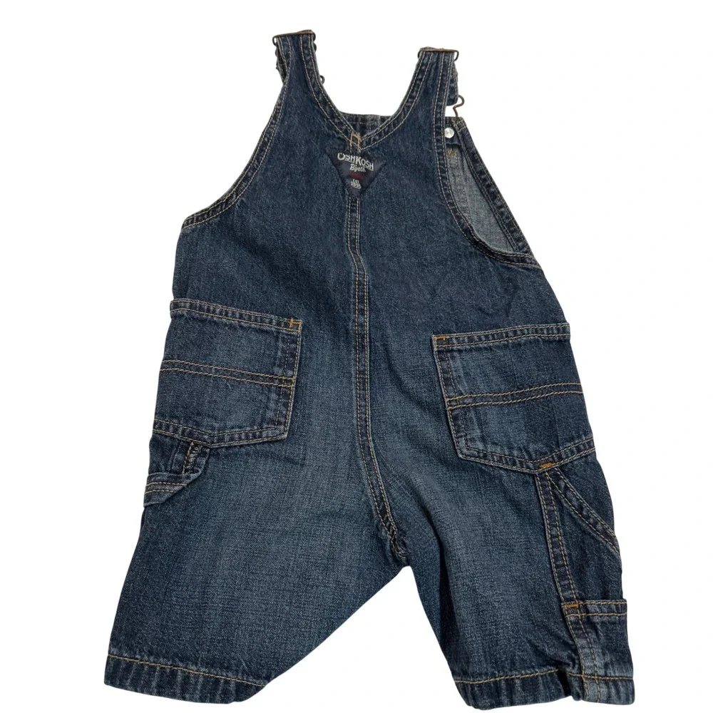 OshKosh Bgosh Kids Dark Wash Denim Vestbak Shortalls Overalls 24 Months Y2K